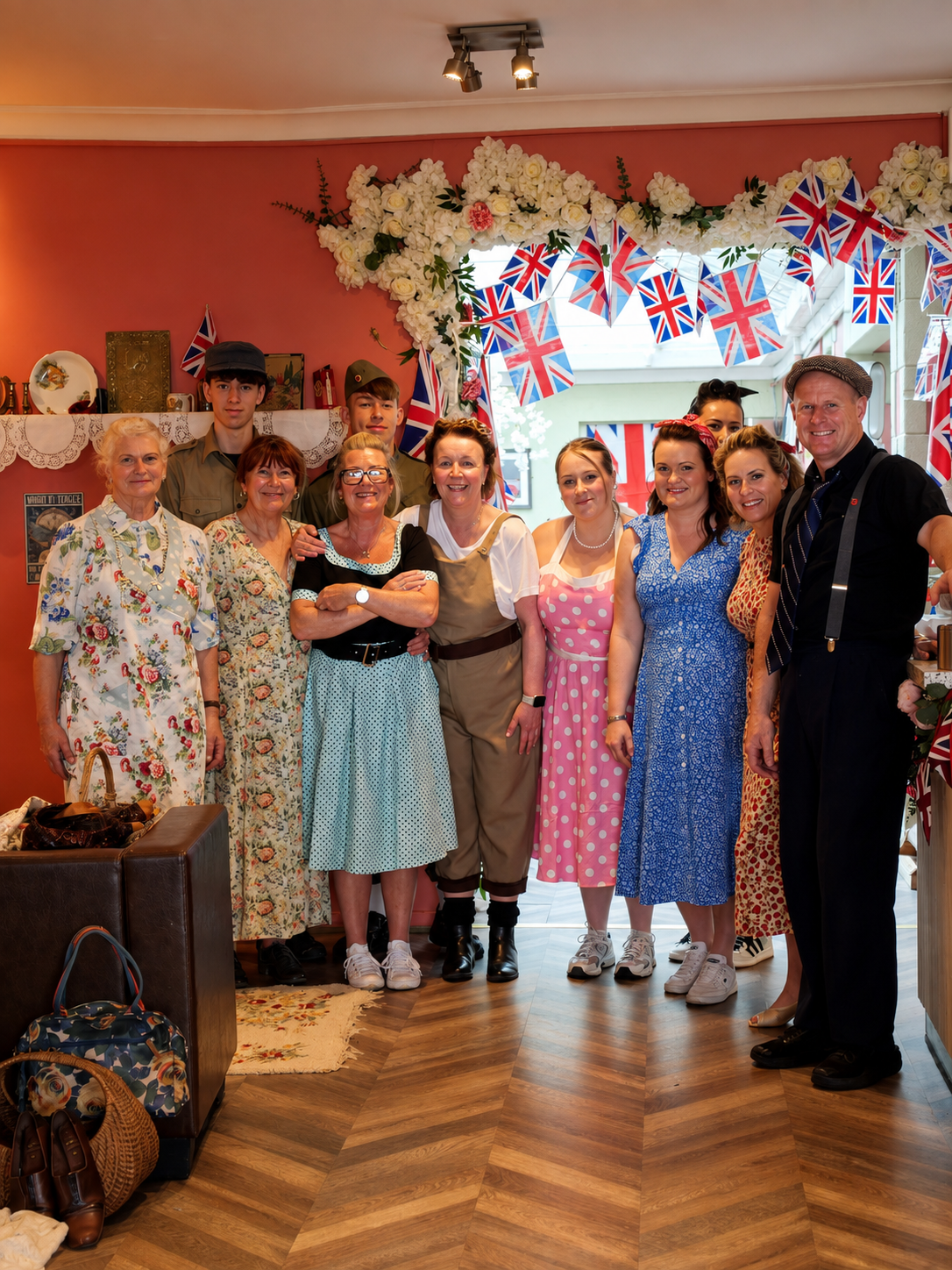 The Low Tide Coffee House team and guests gathered inside the colourful café